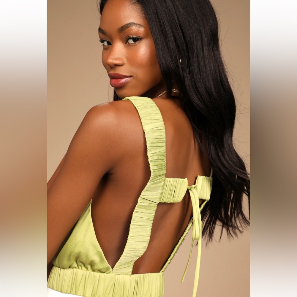 Lulus Sunny Day Chic Light Green Cropped Tank Top